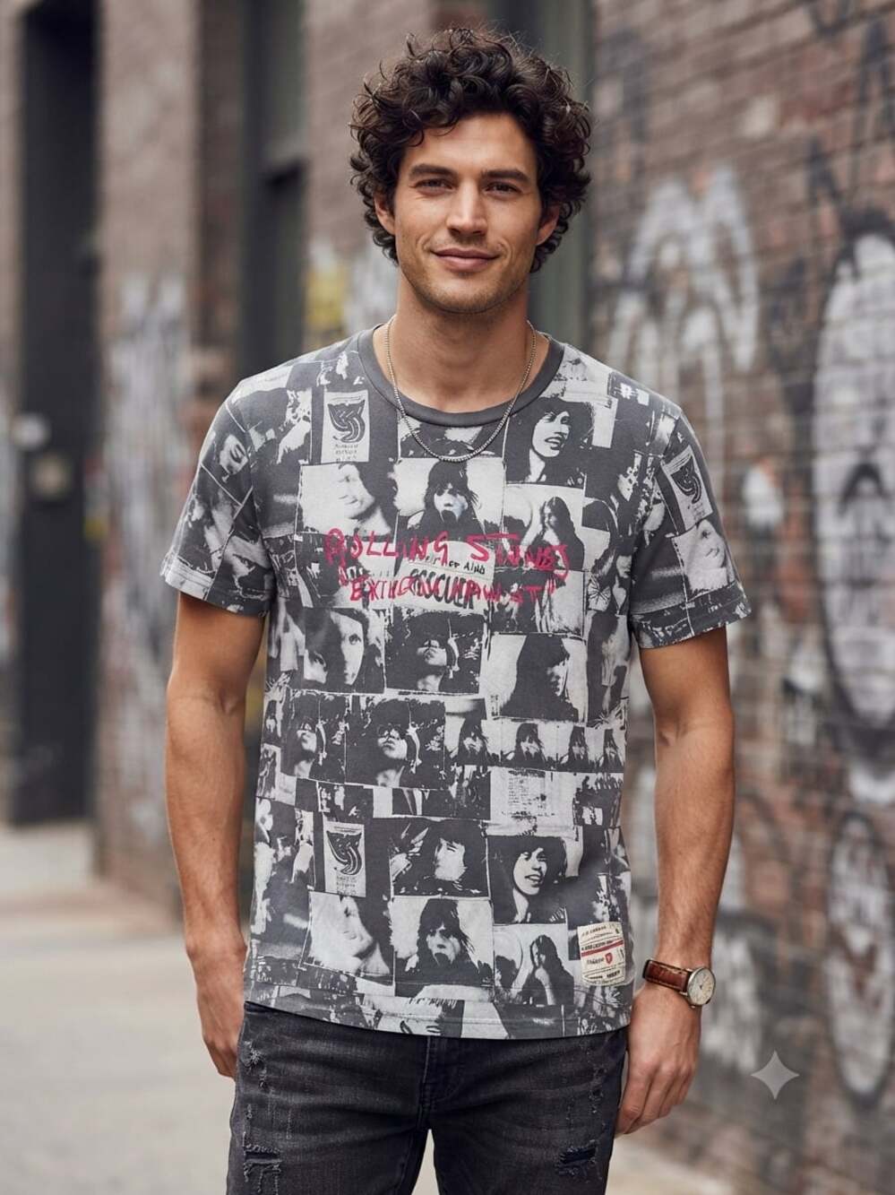 Riff Stars The Rolling Stones Exile on Main Street All-Over Print T-Shirt